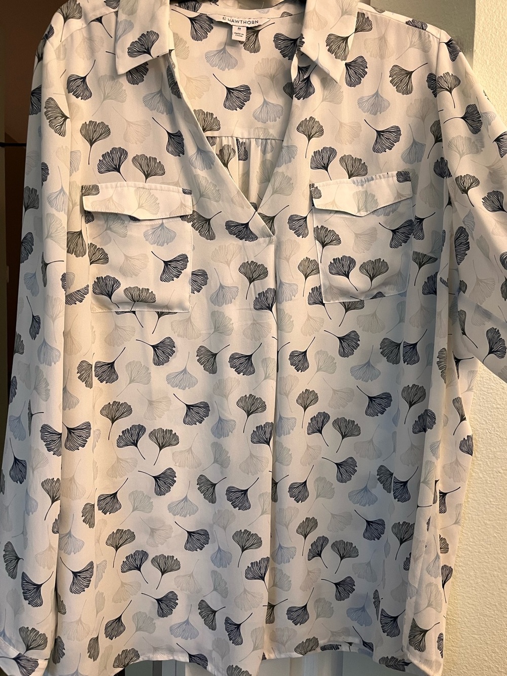 41 Hawthorn Cream Shirt with Gray and Blue Floral Print
